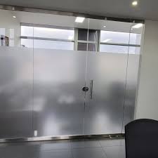 Frosted privacy film on office glass