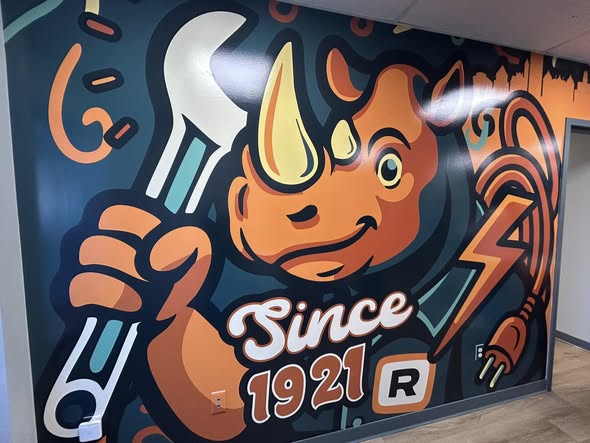 Colorful custom interior wall mural